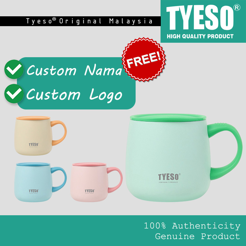 [PERCUMA Custom Nama] แก้วเคลือบเซรามิก Tyeso SUS 304 ถ้วยกาแฟฉนวนผนังคู่โลโก้ที่กําหนดเอง Ukir Nama