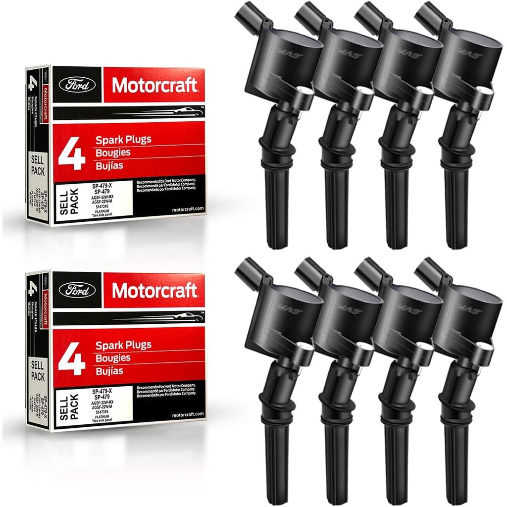 MAS คอยล์จุดระเบิด DG508 & หัวเทียน Motorcraft SP479 เข้ากันได้กับ Ford Lincoln Mercury 4.6L 5.4L V8