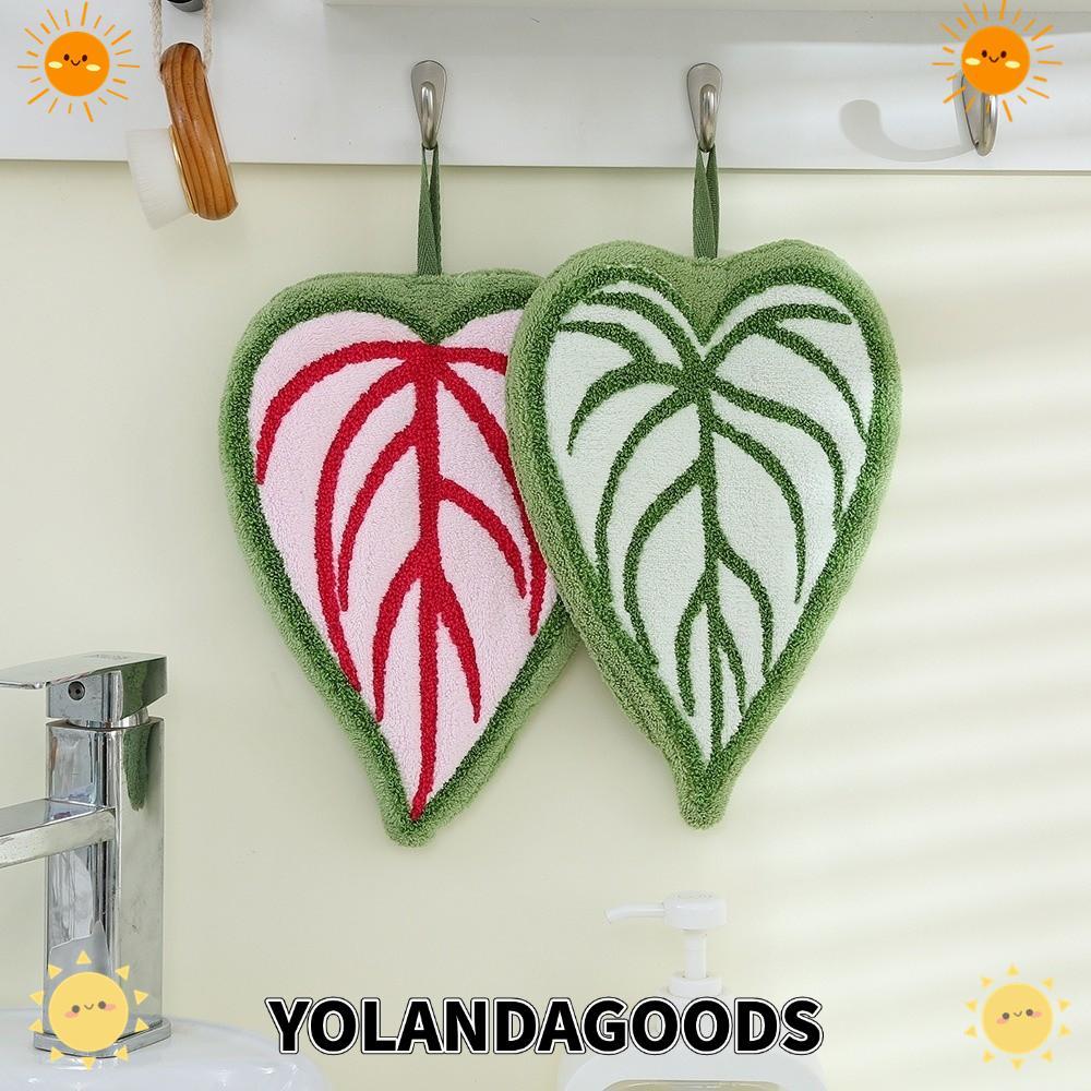 YOLANDAGOODS1 ผ้าเช็ดมือ, ผ้าขนหนูครัวหนานุ่ม, ความเร็วใบไม้ผ้าเช็ดตัวห้องน้ําสองชั้นแห้งซักมือ