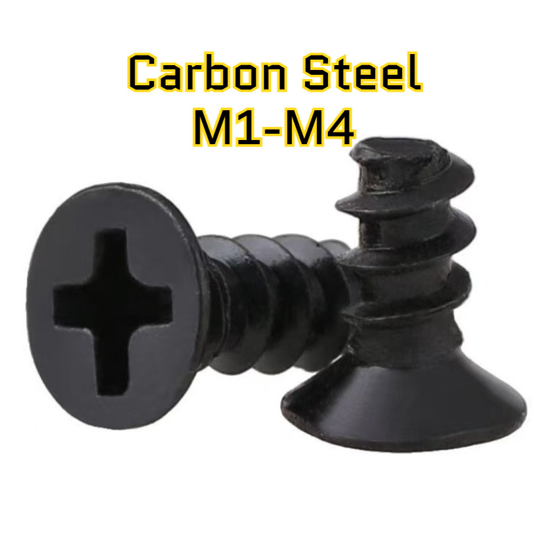 KB cross countersunk หัวหางแบน self-sting สกรูของเล่นเหล็กคาร์บอนสีดํา, สกรูไฟฟ้า M1-M4HG-MB