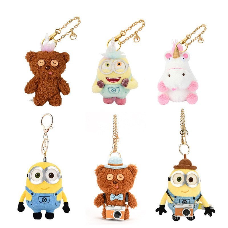 Universal Minions ของแท้ Minions TIM Bear Unicorn จี้ตุ๊กตากระเป๋าเป้สะพายหลังพวงกุญแจ Play