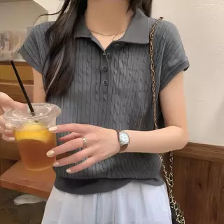 Red Berryเสื้อโปโลถักแขนสั้นสำหรับผู้หญิง เนื้อผ้ายืดหยุ่น สวมใส่สบาย ไม่ยับ มีให้เลือกหลายสี 88035