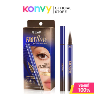 Browit Fast Flow Pro Eyeliner 0.55ml #01 Black Mood อายไลน์เนอร์หัวพู่กัน บราวอิท เส้นเล็กเขียนลื่น กันน้ำ กันเหงื่อ.