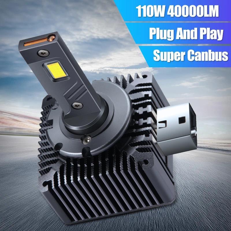 Carshark D1S D3S ไฟหน้า LED 40000Lm D4S D5S D2S D8S หลอดไฟอัตโนมัติ Canbus สองด้าน 110W D1R D2R D3R 