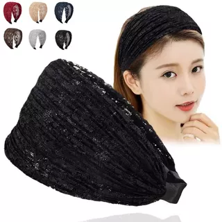 MUNDA ลูกไม้ตาข่ายผม Band, Headwear ลื่นกว้างด้านข้างผม Hoop, Elegant อุปกรณ์เสริมผมยืดหยุ่น Hollow ผู้หญิงลูกไม้ Hairbands สําหรับผู้หญิงสาว