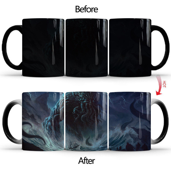 การค้าต่างประเทศ Cthulhu Mythos Cthulhu Mythos แก้วเปลี่ยนสีเซรามิค Creative Thermal Coffee ถ้วยน้ํา