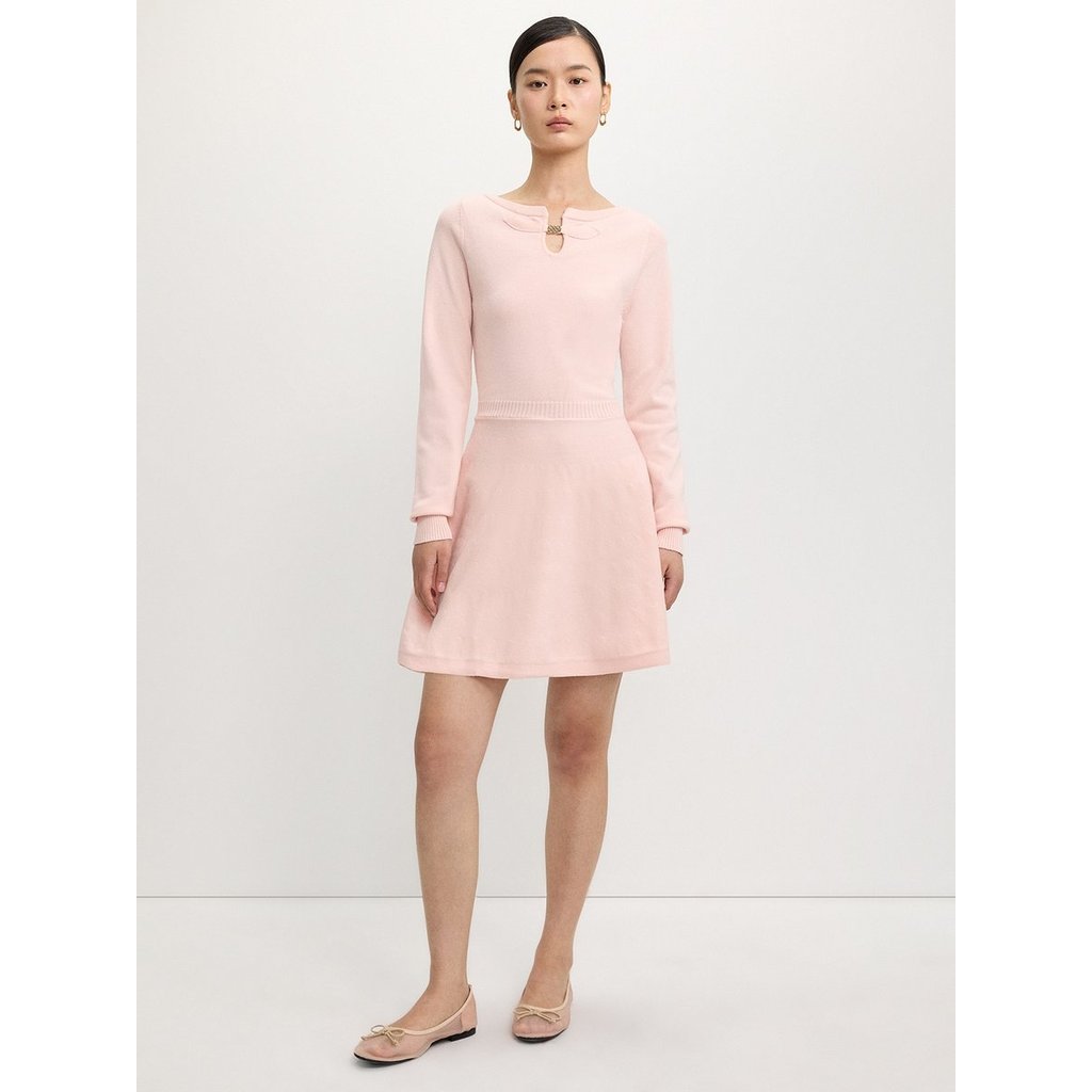 [Pomelo] เดรสไหมพรมดีเทลคัทเอาท์ / Keyhole Knit Dress — صورة 2