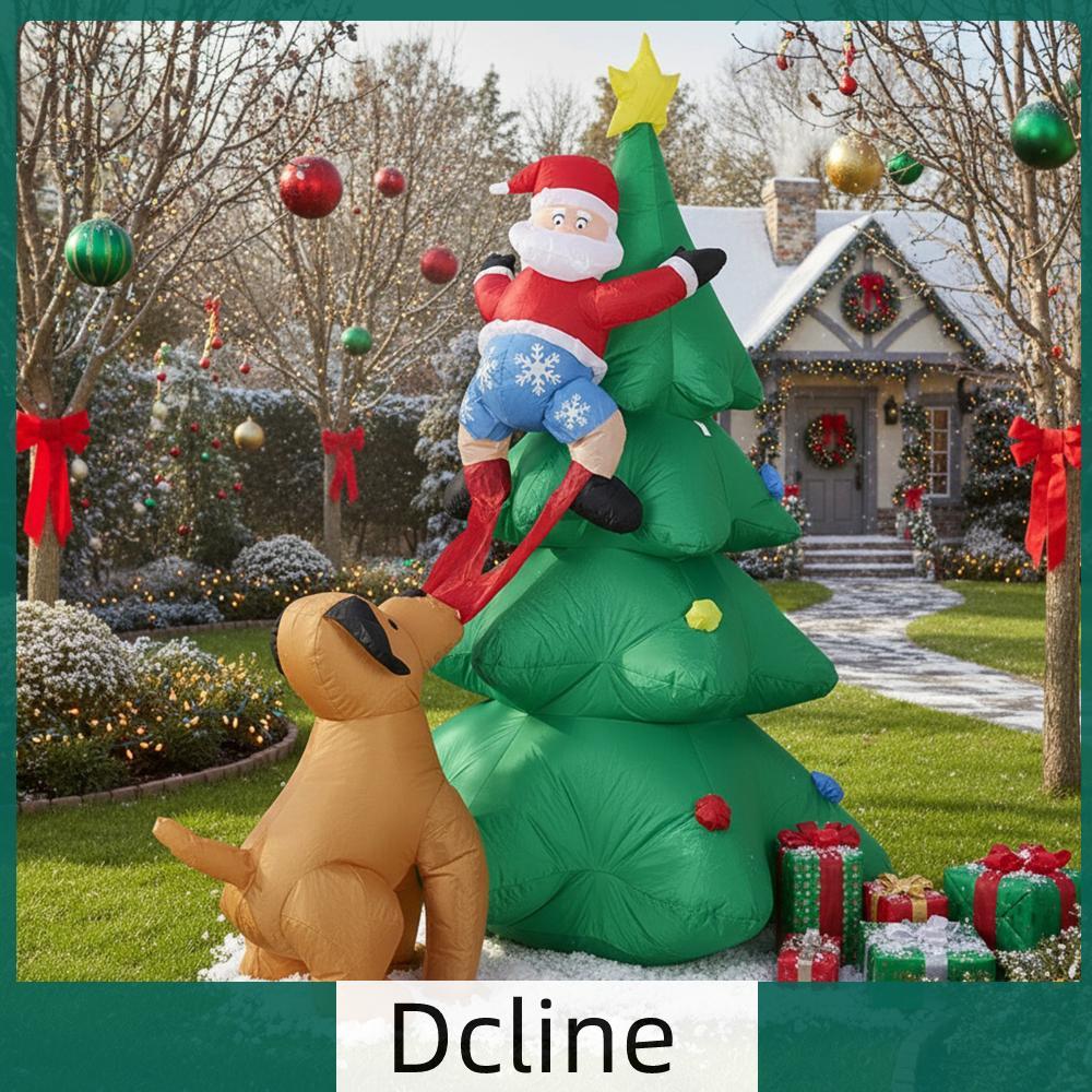 1.8M/6FT Christmas Inflatables Tree ตกแต่งกลางแจ้ง Santa Claus Chased โดยสุนัข Inflatable Christmas 
