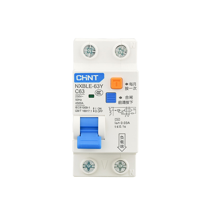 CHINT NXBLE-63Y 6A 10A 16A 32A 63A 30MA 0.03A RCBO 1P + N 230V Residual current Circuit breaker over