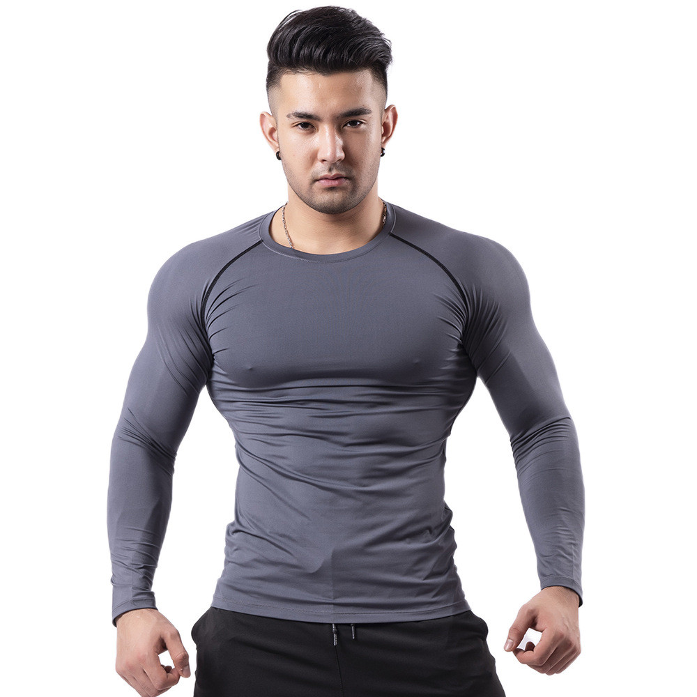 【Ready Stock】 Fitness Clothing Men's Autumn and Winter High Elastic Breathability Quick Drying Cloth