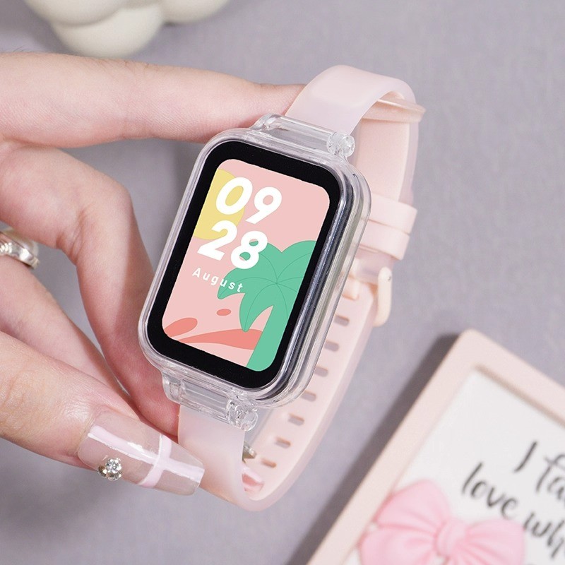 สายซิลิโคนสําหรับ For Xiaomi Smart Band 9 Pro / 8 Pro แฟชั่นสําหรับ for Xiaomi Band 7 Pro โปร่งแสงสร้อยข้อมือทูโทนสายรัดข้อมือ