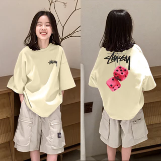 เสื้อเด็ก cotton เสื้อคอกลม ลายพิมพ์แฟชั่น ใส่สบาย เสื้อกีฬา 'AMSSM DICE'