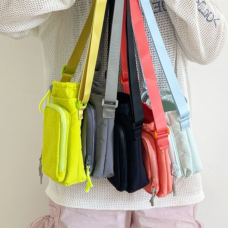 Ready Stock Thermos Cup Holder Casual Diagonal Bag Female Universal Commuter Water Cup Bag Walking Baby Handy Tool Stew Beaker Cup Bag Mobile Phone Bag