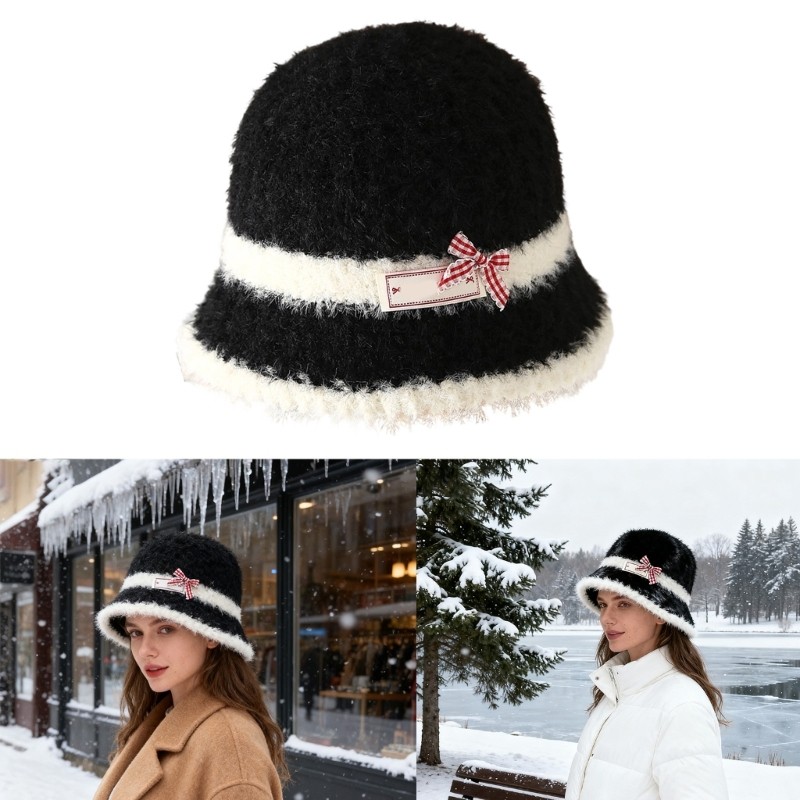 เวลา* Ushanka Bucket Hat Ushanka Furry หมวกชาวประมง Headwear สําหรับเด็กผู้หญิงผู้หญิง