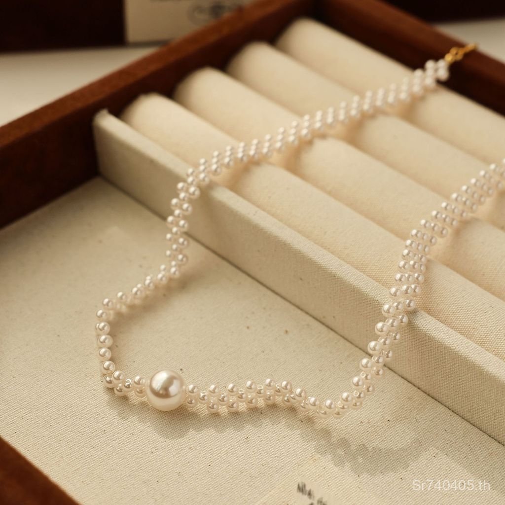 สร้อยคอถักฤดูใบไม้ผลิใหม่ลูกปัดย้อนยุคที่ทําด้วยมือโซ่ร้อนขาย925อารมณ์เงินทุกการแข่งขันสร้อยคออุปกรณ