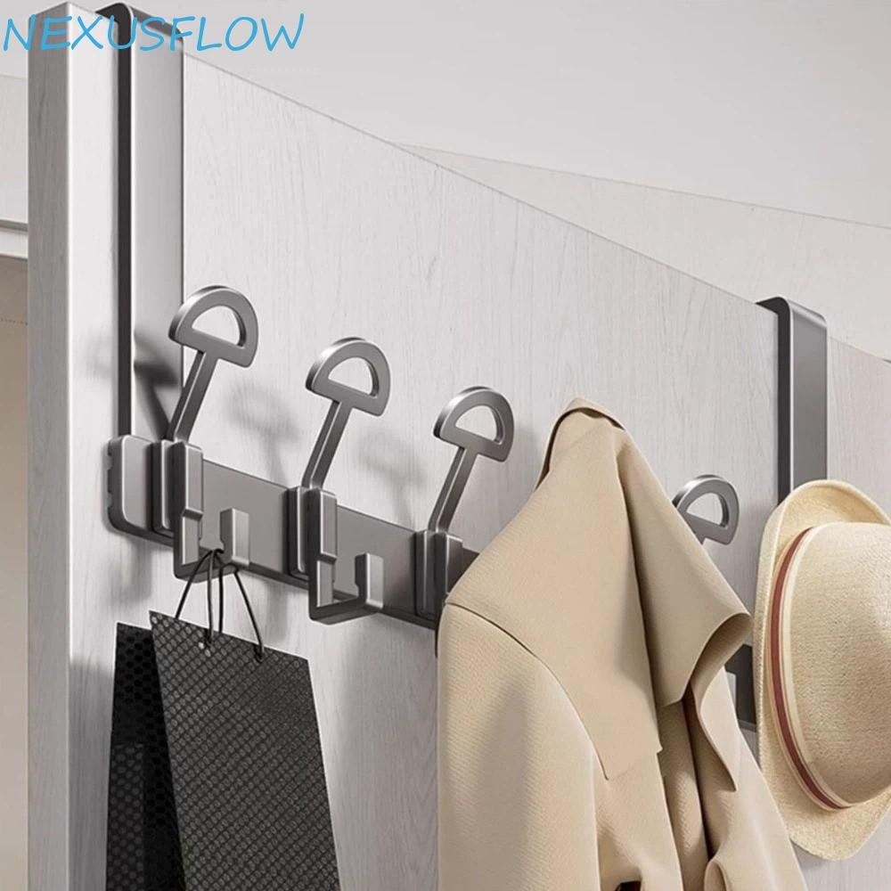 NEXUSFLOW Over-the-Door Hooks, 6/7 Hooks Quick ติดตั้งติดผนังชั้นวางเสื้อ,แขวนผ้าเช็ดตัวเจาะฟรี Heav