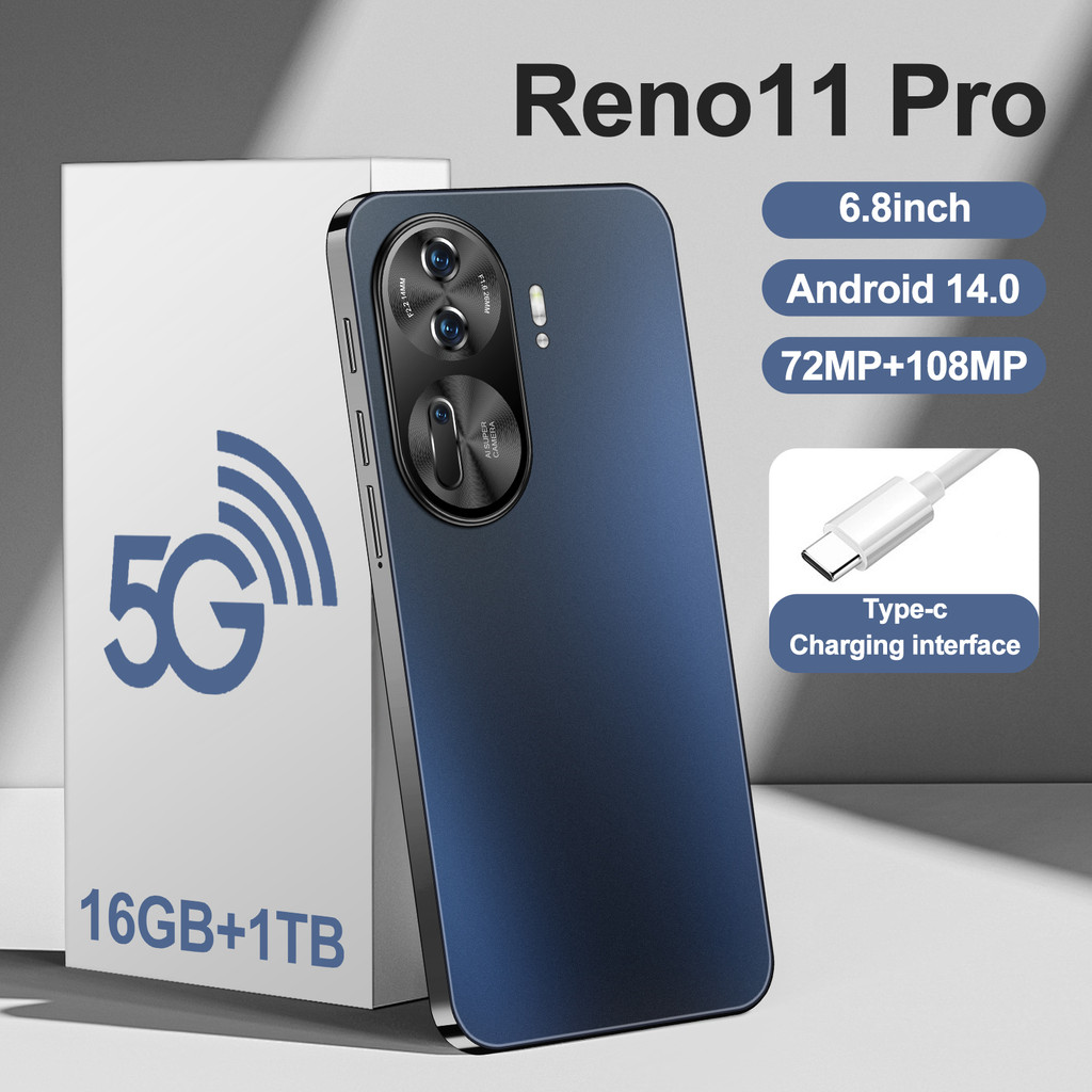 2025 ใหม่ Reno11 Pro ร้อน 6.8 นิ้ว Android 14 Global Edition 10 Core 16GB + 1TB 6800mAh 5G Dual SIM 