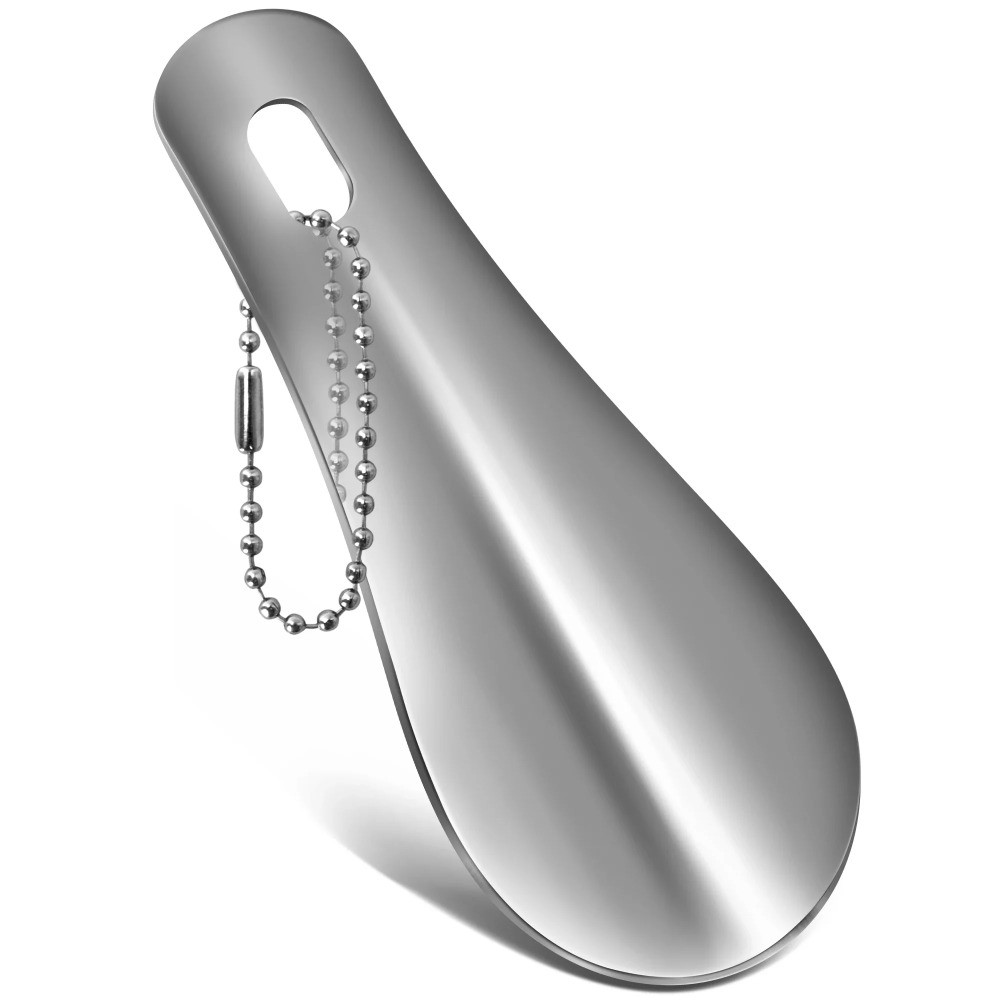 10 ซม.พกพาสะดวกมินิสีดํา Shoehorn โลหะสแตนเลสทนทานแบบพกพาแฟชั่นแหวนกุญแจฮอร์นรองเท้าอุปกรณ์เสริม Aid เครื่องมือ