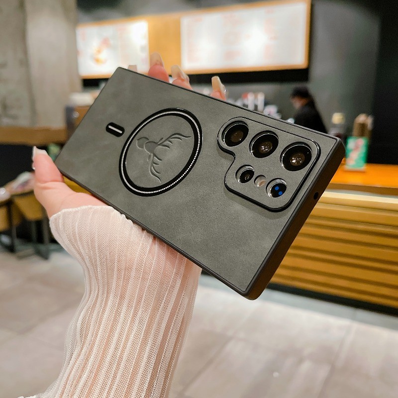 SAMSUNG แม่เหล็กไร้สายชาร์จขั้นสูงแฟชั่นหนังสําหรับSamsung Galaxy S25Edge S25 S24 S23 S22 S21 Plus Ultra FE Antiลายนิ้วมือสกปรกทนกันกระแทก