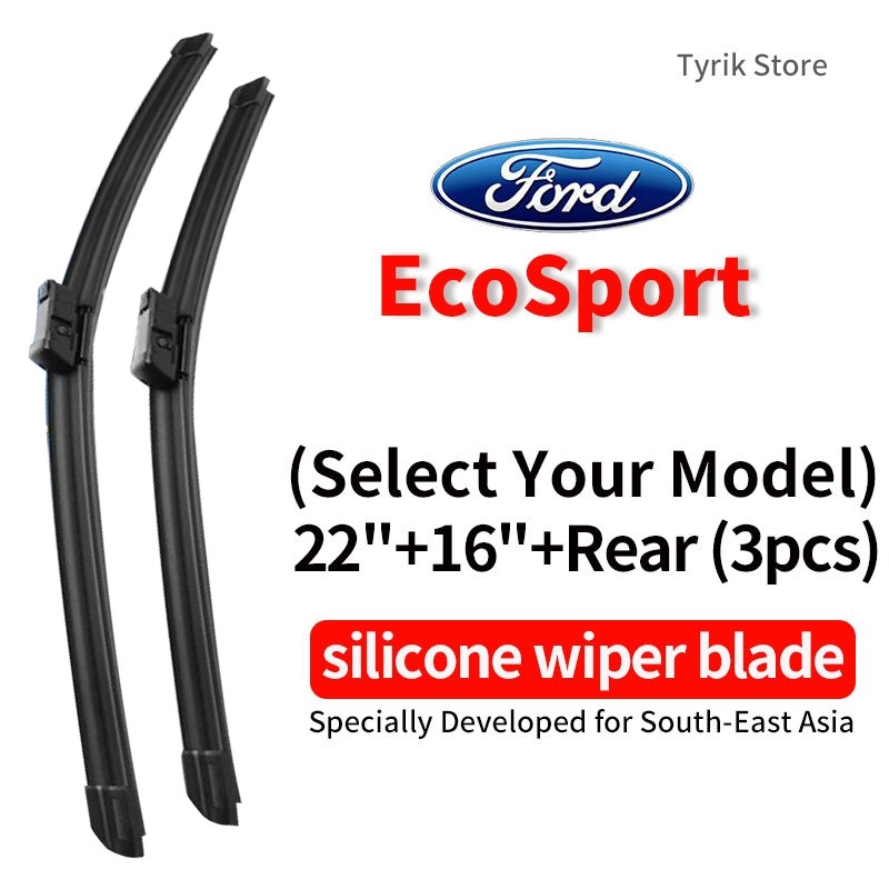 (หน้า+หลัง 3 ชิ้น) Ford EcoSport wiper blade ใบปัดน้ำฝน ชุดสำหรับ 2013-2021 ECO SPORT Trend Titanium AT MT Suv car กระจกหลัง wiper blade ใบปัดน้ำฝน แบบบานาน่า ซิลิโคน