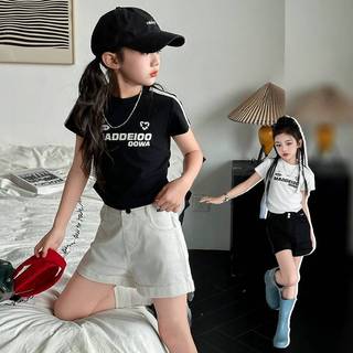 [Y D]🔥พร้อมส่ง🔥เสื้อยืดแขนสั้นสำหรับเด็กผู้หญิง  กระซับ พอดีตัว  พิมพ์ลายตัวอักษร สไตล์เกาหลี#440