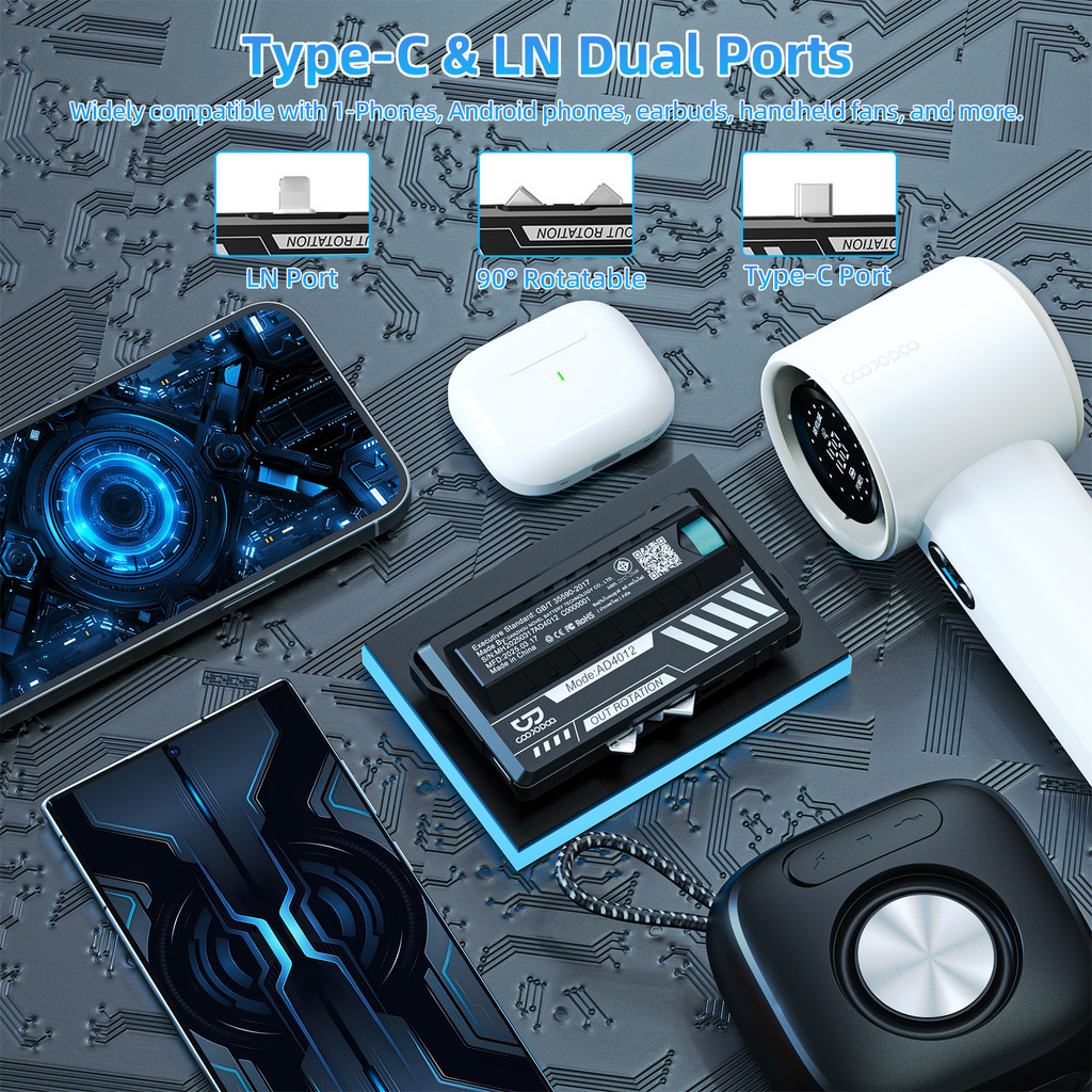 GOOJODOQ 5000mAh Power Bank Mecha Style Exterior Design Battery Replaceable Equipped with Type-C and LN Dual Interfaces รูปที่ 7