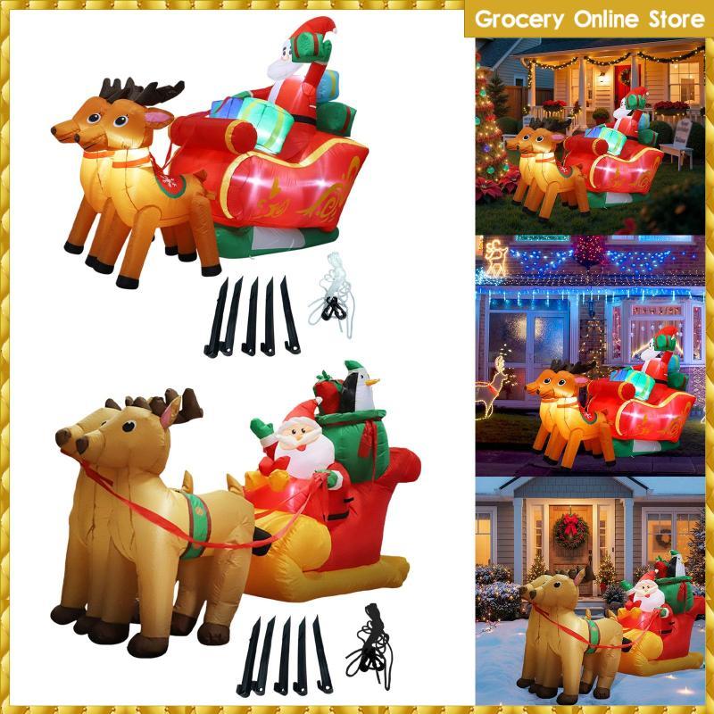 Amgogo คริสต์มาส Inflatable Santa Blow up Xmas Decor Weatherproof Lighted Holiday Display ตกแต่งกลาง