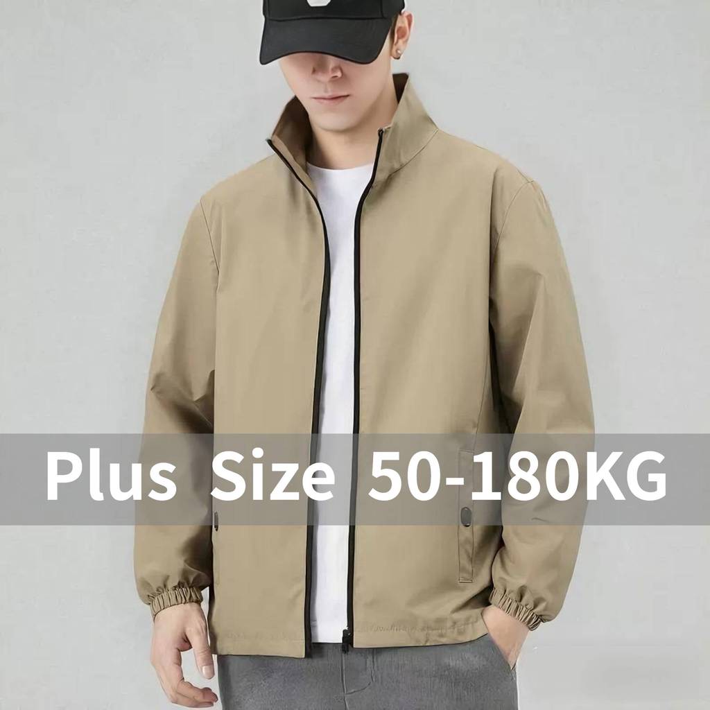 Oversize Stand Collar Coat สำหรับผู้ชายไซส์ใหญ่ พัดลมอากาศ-resistance เหมาะสำหรับขับมอเตอร์ไซค์และสวมใส่ในวันสบาย