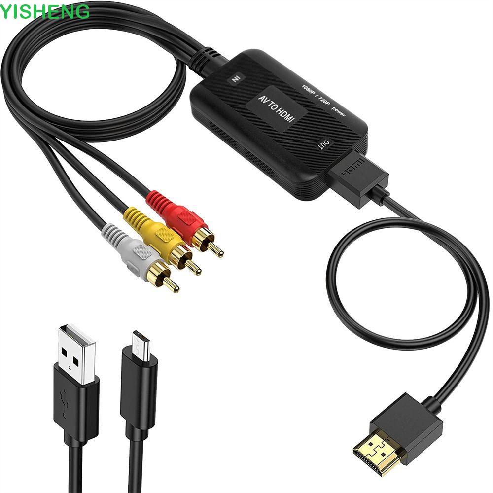 YISHENG AV to HDMI Converter สาย HDMI สาย RCA สายสัญญาณเสียง 1080P Converter RCA หญิง/ชาย AV/RCA to 