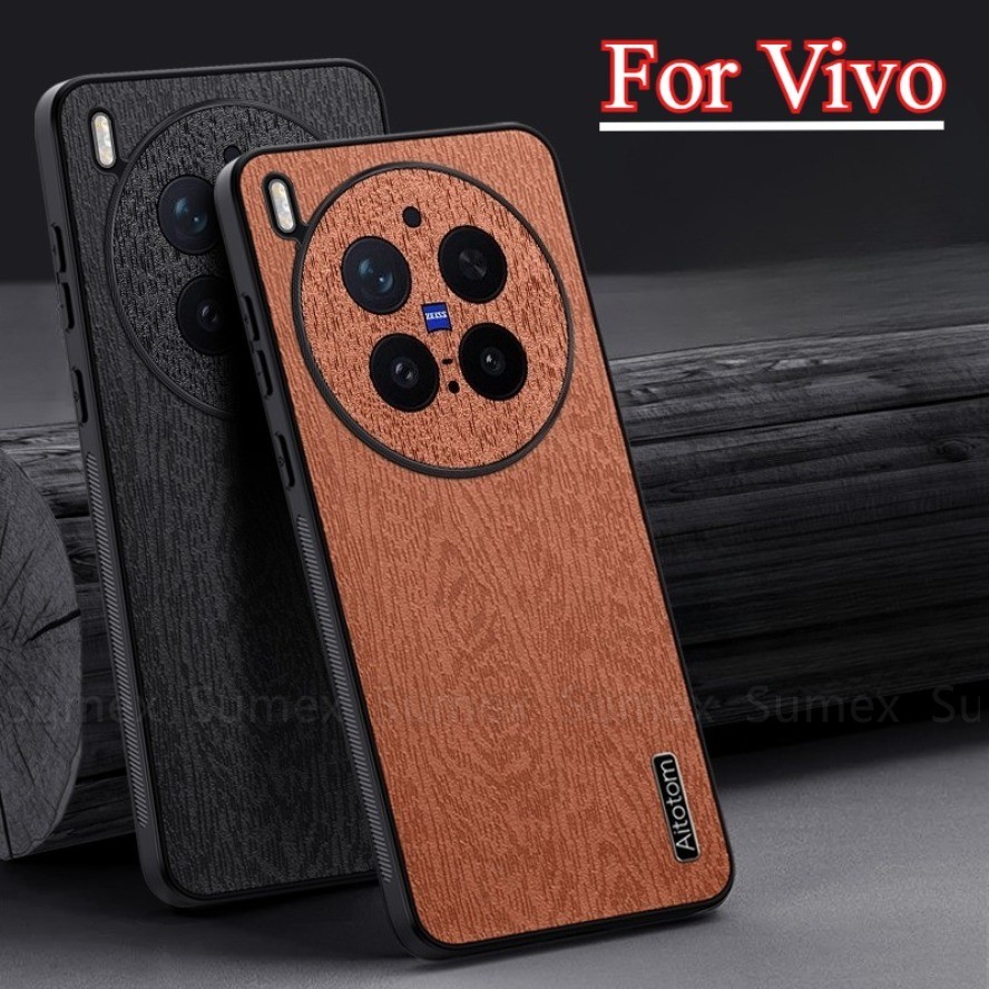 ซองหนังรูปแบบ Bark สําหรับ Vivo X300 Pro 5G กล้องกันกระแทก Simple สีทึบนุ่ม TPU โทรศัพท์ฝาหลัง Vivox