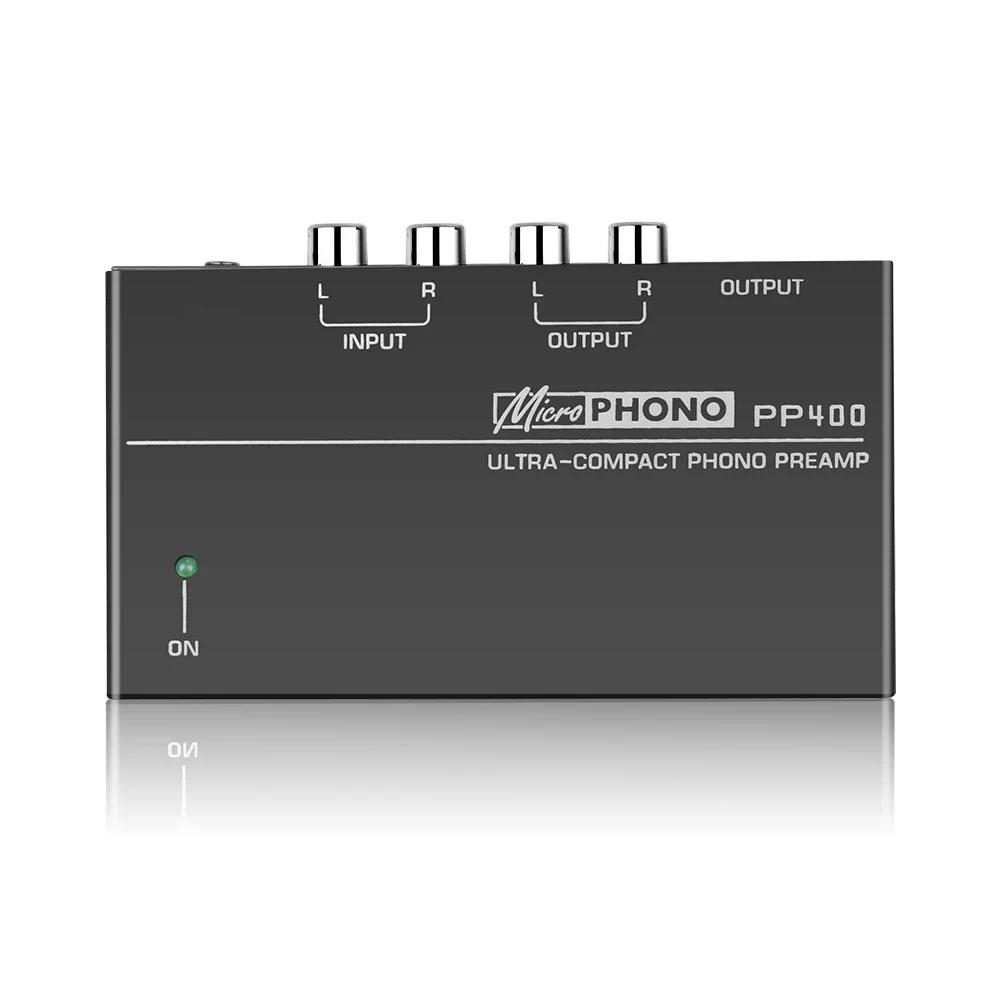 PP400 ขนาดกะทัดรัดพิเศษ Phono Preamp Preamplifier Home Mini Audio Amplifier พร้อมอินเทอร์เฟซ RCA สํา