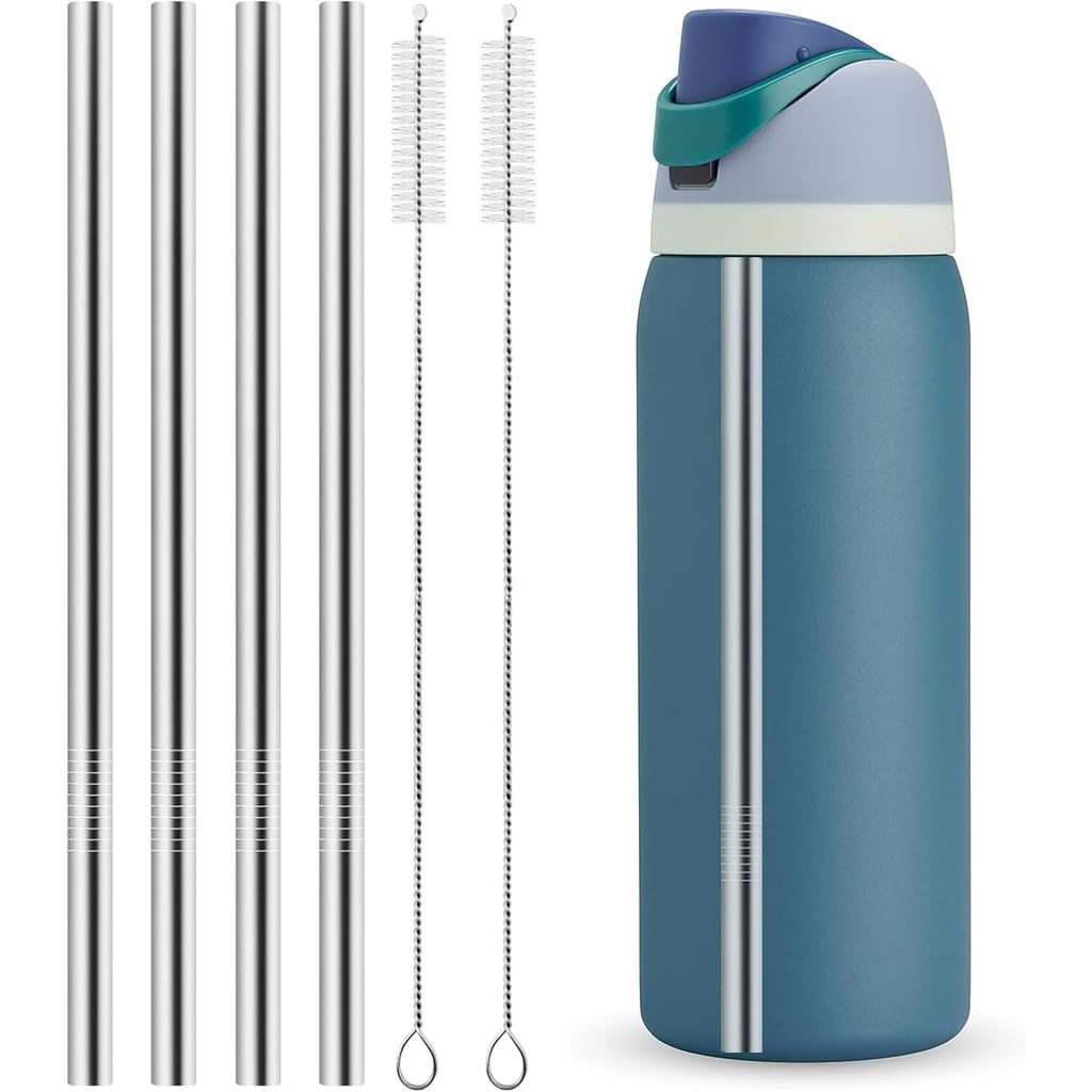 เปลี่ยนหลอดโลหะสําหรับขวดน้ํา Owala 40 ออนซ์อุปกรณ์เสริม, 2 หลอดทําความสะอาด, หลอดสแตนเลสแบบใช้ซ้ําไ