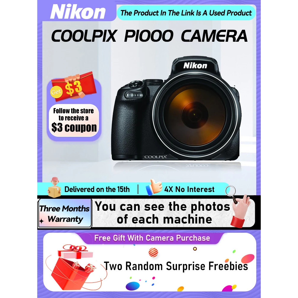 2025 ใหม่ Nikon Coolpix P1000 P900 P950 P7800 A900 A1000 B700 แบบพกพาการ์ดขนาดเล็กกล้องดิจิตอลเลนส์ซ
