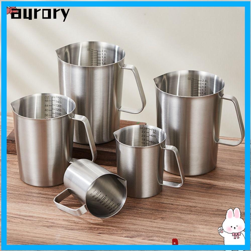 AURORY ถ้วยตวง, 304 สแตนเลสขนาดด้านในออกแบบห้องปฏิบัติการ Beaker,พร้อมฝาปิดหนาขนาดใหญ่ความจุ Liquid 