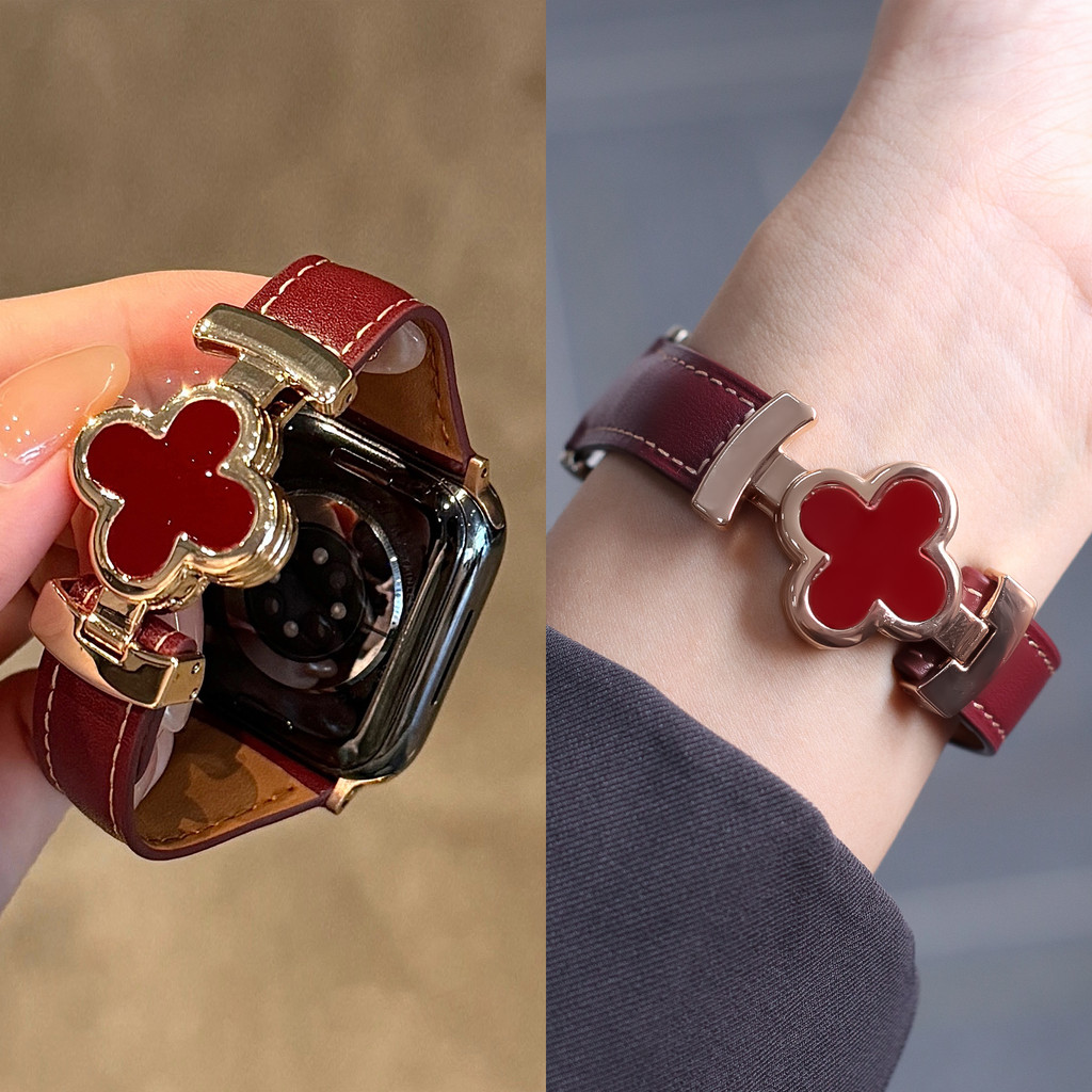 Four-leaf Cloverสายหนังแม่เหล็กสําหรับXiaomi Redmiนาฬิกา 6 5 4 3 Active Smartwatch Bandผู้หญิงสายรัดข้อมือสําหรับRedmiนาฬิกา 5 Lite