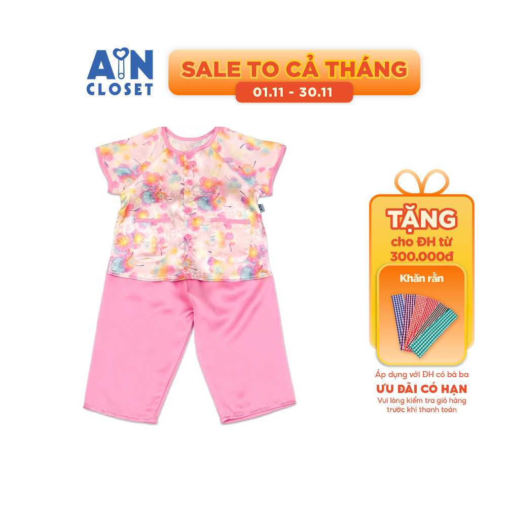 ชุดแขนยาวแขนสั้นเด็กผู้หญิง Ba Ba Ba ลาย Pink Silk Pansy Flower - AICDBGJECA49 - AIN Closet
