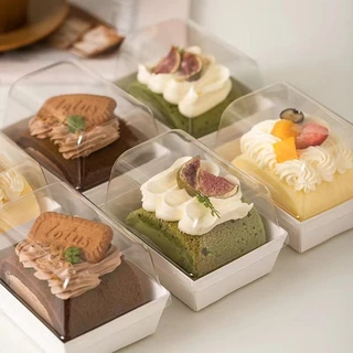 ชุด 100 ใบ ราคาขายส่ง กล่องกระดาษคราฟท์สี่เหลี่ยม กล่องขนมใส กล่องเบเกอรี กล่องของขวัญ