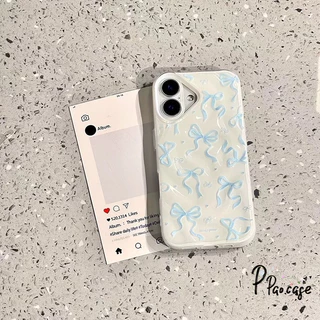 สำหรับ IPhone 16 17 Air 11 15 13 12 Pro Max 14 15 8 7 Plus X XR XS Max ผ้าคลุมระบายลายโบว์ริบบิ้นสีขาวรูปหัวใจแสนหวาน