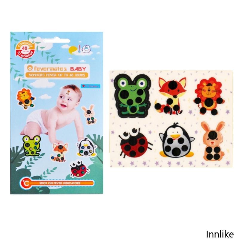 INN Stick-On Fever Indicator การ์ตูนหน้าผาก Fever สติกเกอร์อุณหภูมิ Fever Patch