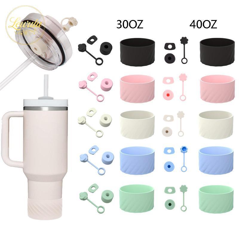 30/40oz ขวดน้ํา BOOT และชุดหมวกฟาง, 3 ชิ้นซิลิโคนฟางป้องกันการรั่วไหล Stopper, 1 ชิ้น Tumbler ซิลิโคน BOOT Sleeve สําหรับ Stanley อุปกรณ์เสริม