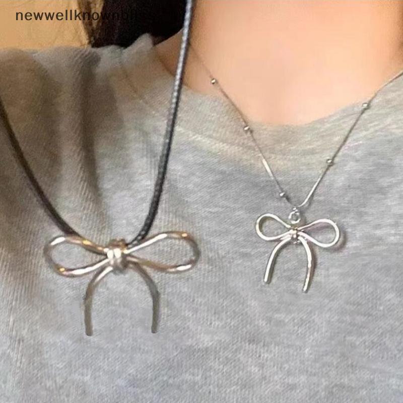 Newwellknownbliss อินเทรนด์ Bowknot สร้อยคอ Silver สี Clavicle Chain สําหรับผู้หญิง Elegant Vintage 