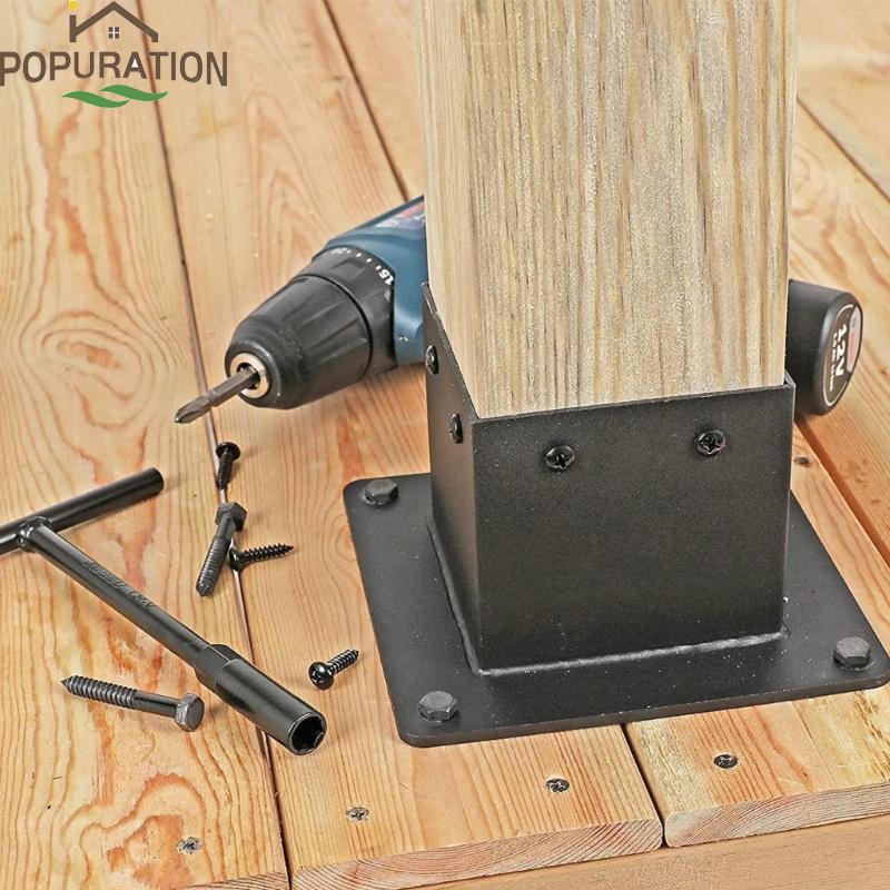 POP Stable วงเล็บโลหะสีดํา Pergolas Deck Railing สนับสนุนติดตั้งง่าย