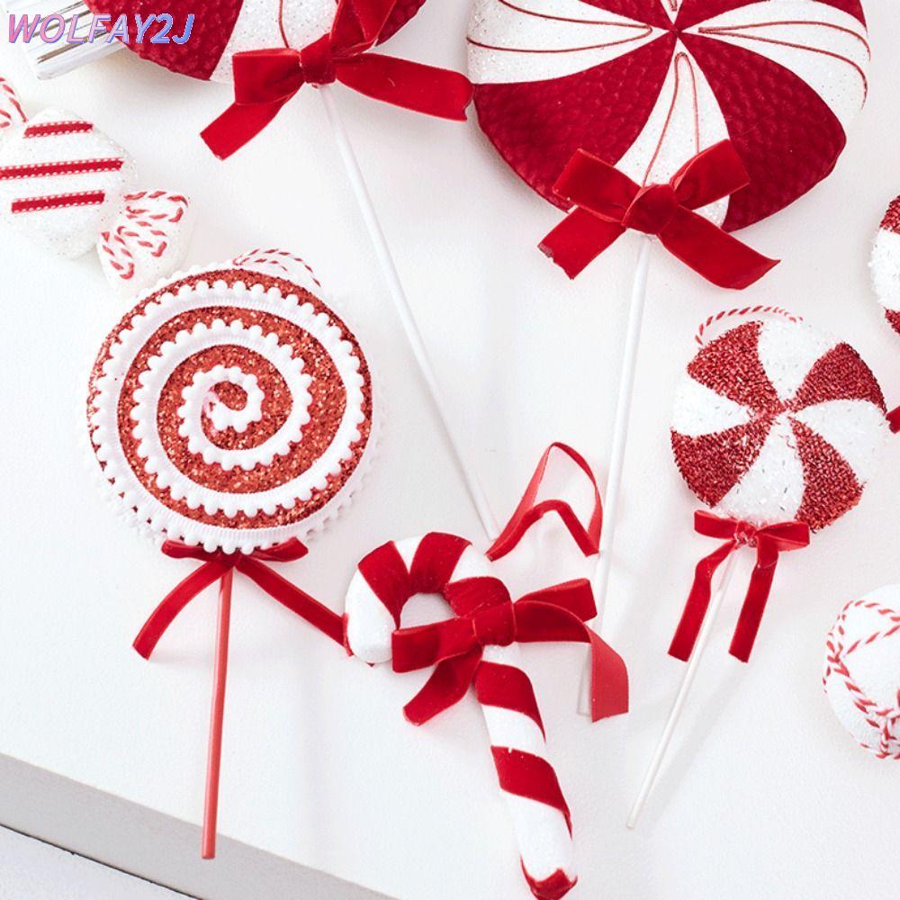 WOLFAY2J แขวนจี้, โฟมหลากสีคริสต์มาส Lollipop ตกแต่ง, การ์ตูน Candy Cane Photo Props เทศกาลต้นคริสต์