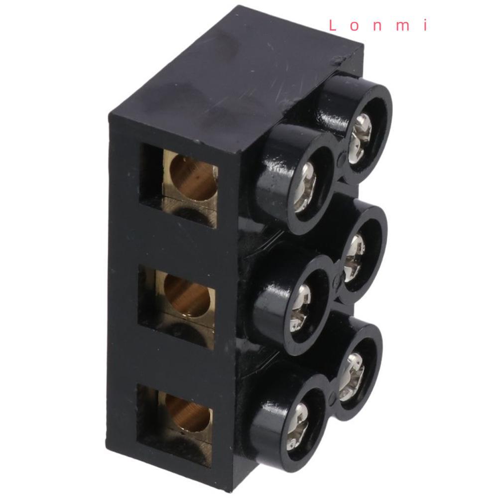 LONMI Screw Electric Barrier Strip, 60A 500V Terminal Block, Terminal Post Black 3 ตําแหน่ง Dual แถว