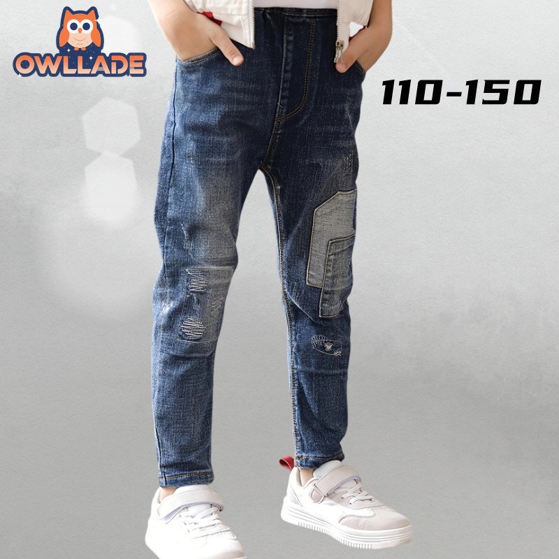 OWLLADE กางเกงยีนส์.slim fit ripped สีฟ้าสำหรับเด็กอายุ 4-7 ปี รหัส 631421 C03