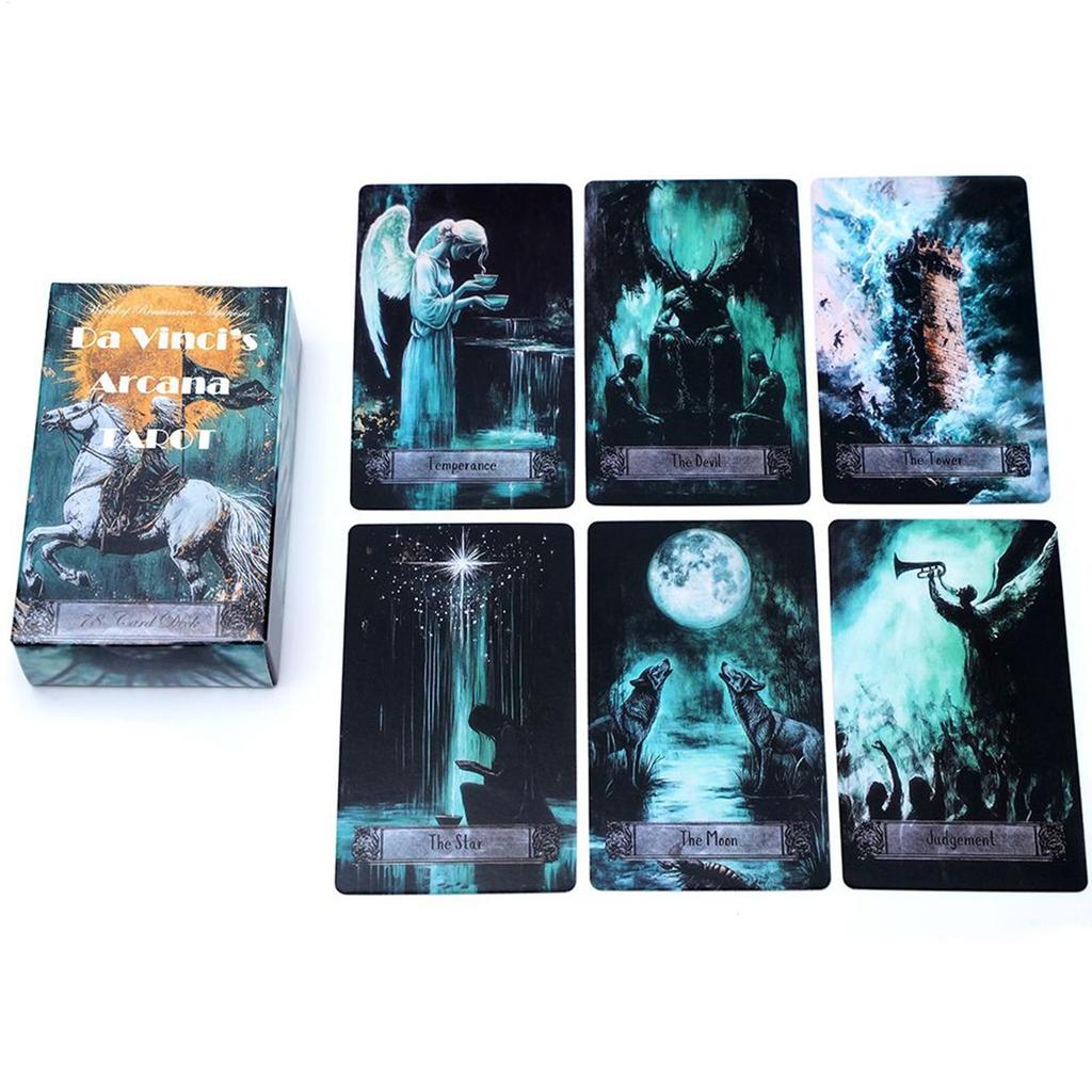 Da Vincis Arcana Tarot Deck 78 ชิ้นลึกลับ Art ไพ่ทาโรต์พร้อมหนังสือคู่มือสําหรับการอ่านเบื้องต้น qiazhilth
