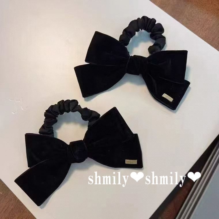 ของประดับผมสไตล์ฝรั่งเศสย้อนยุค สีดำพร้อมโบว์พันผม
