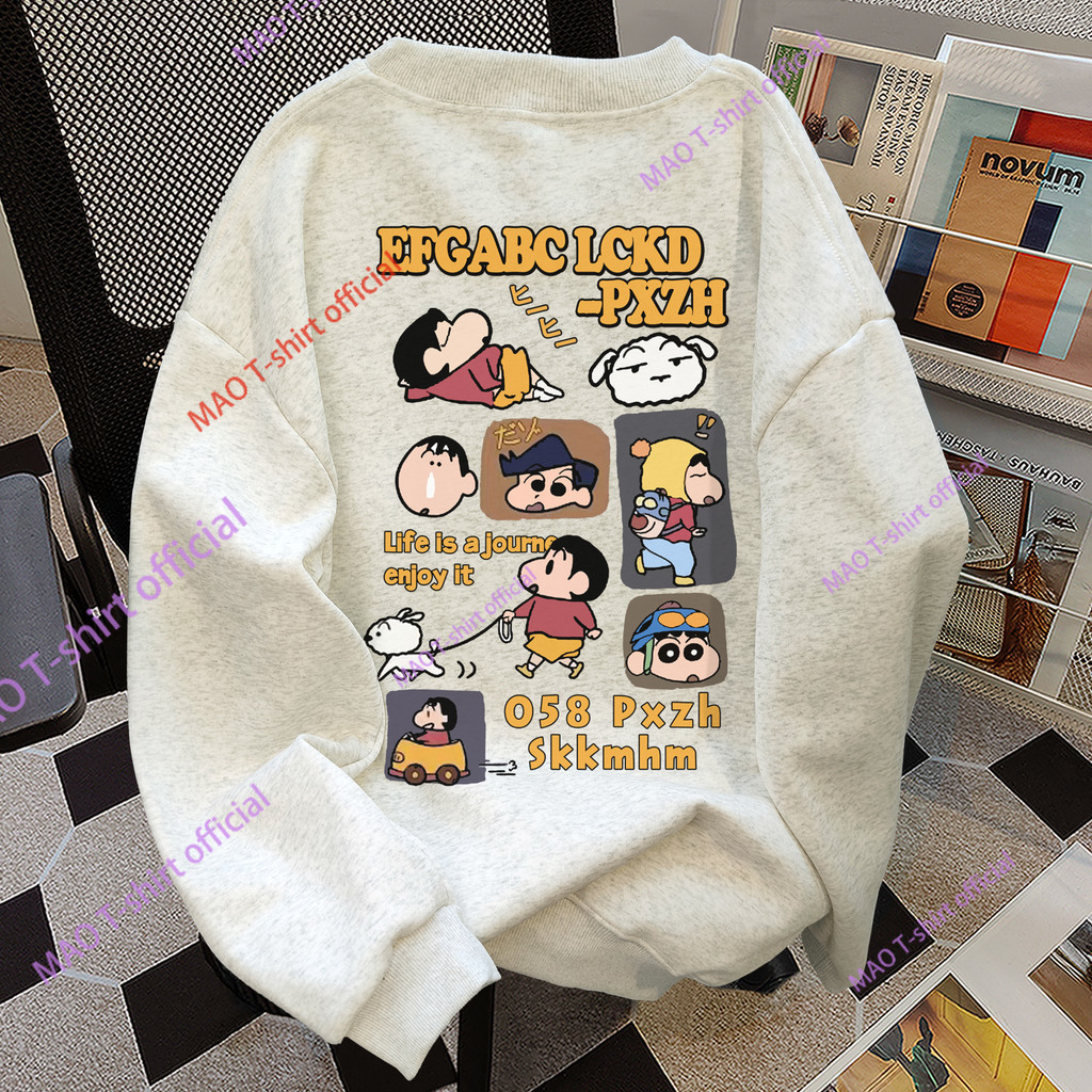 COD✅ (จัดส่งในกรุงเทพฯ) MAO Shop  น่ารักพิมพ์รอบคอเสื้อกันหนาวผู้หญิงฤดูใบไม้ผลิฤดูใบไม้ร่วงใหม่วิทยาลัยลมด้านบน