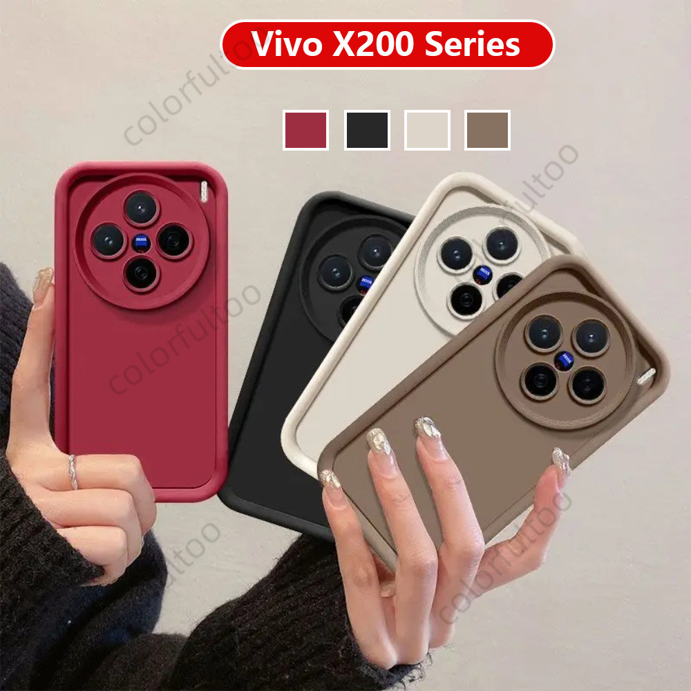 ปลอกสําหรับ Vivo X200 Pro X200Pro X200FE VivoX200 Simple สีทึบซิลิโคนเหลวเคสโทรศัพท์ Macaron Candy สี Angel Eyes Soft TPU กันกระแทกปกหลัง ราคา ถูกที่สุด ดีลบีเคเค