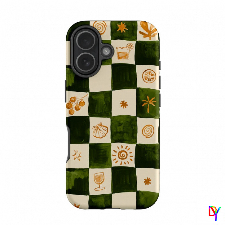 Ins Style Checkerboard Pattern 2-in-1 Dual-Layer Anti-Drop Case ใช้งานร่วมกับ iPhone 17/16/15/14/13/12/11ProMax/XsMax/7/8Plus/16E/15Plus